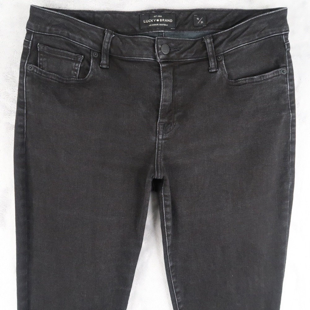 Lucky Brand Jeans Womens 12/31 Fits 32x28.5 Black Lolita Super Skinny Ankle Slit